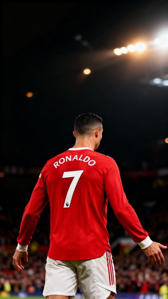 Chiếc áo số 7 gắn liền với tên tuổi Ronaldo tại Man United, hình ảnh mang tính biểu tượng cho cả một thế hệ người hâm mộ bóng đá.